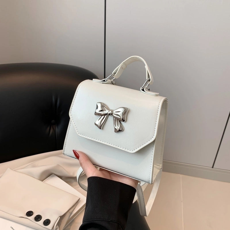 Women's Medium Pu Leather Solid Color Bow Knot Vintage Style Preppy Style Flip Cover Crossbody Bag Fashion Backpack