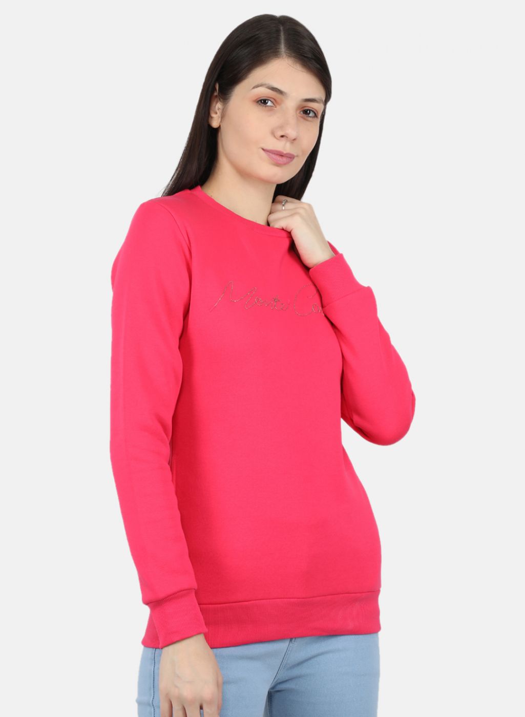 Women Pink Embroidered Sweatshirt