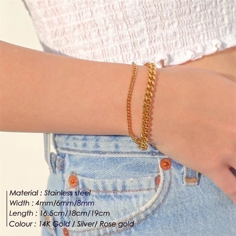 Fashion U Shape Stainless Steel 14K Gold Plated No Inlaid Bracelets In Bulk