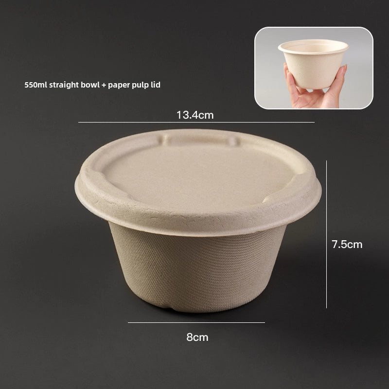 Disposable Paper Bowl Tableware Set Paper Bowl Commercial Household Bowl Degradable Whole Box Disposable Round Bowl