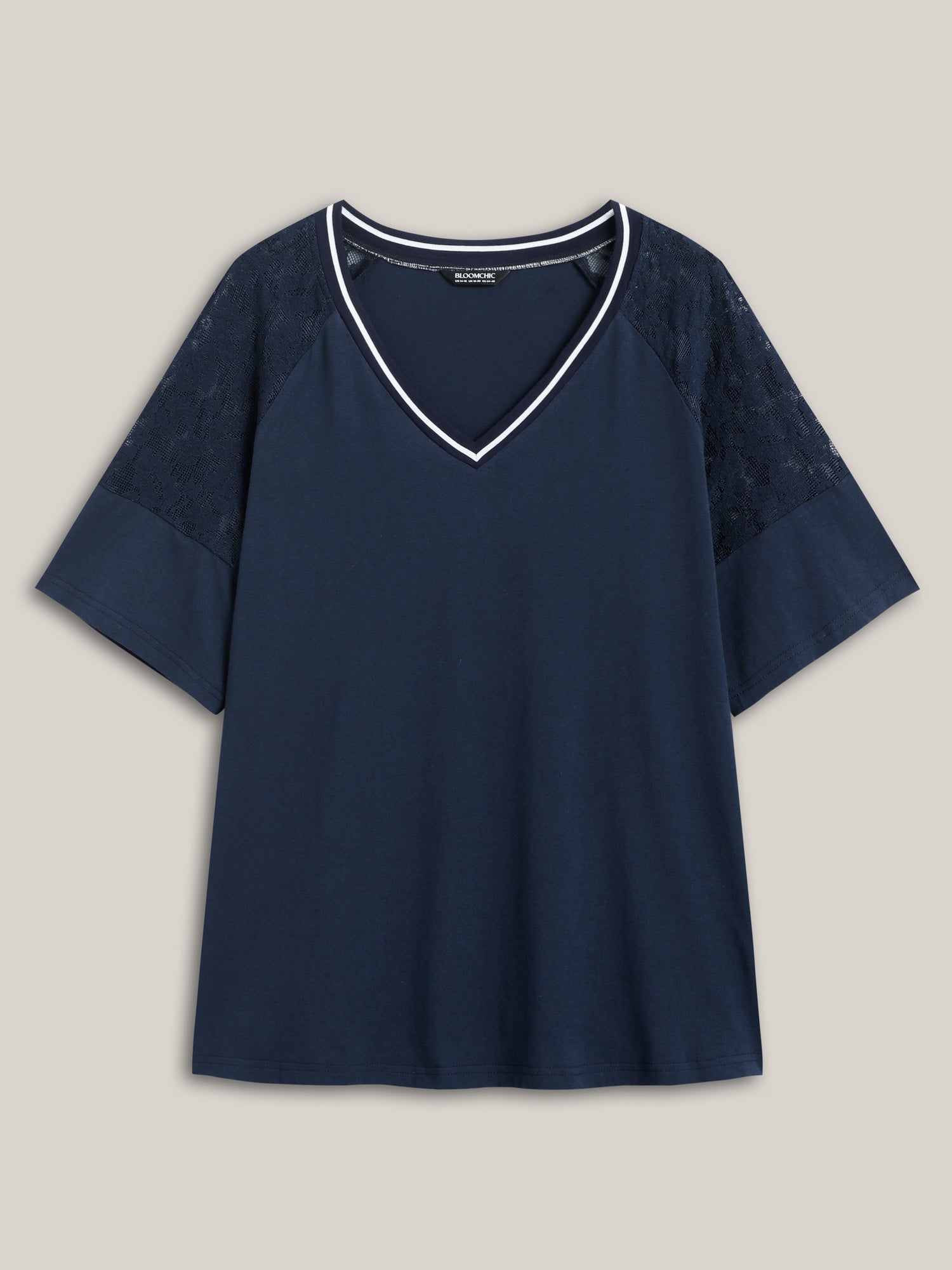 Supersoft Sheer Floral Sleeve V-Neck T-Shirt