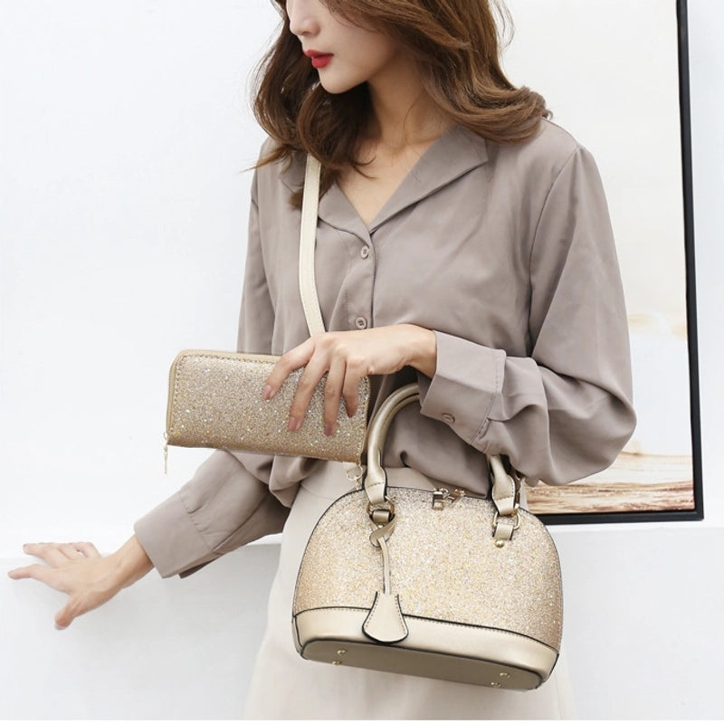 New Broadband Small Bag Women's New Korean-style Sequin Zipper Shoulder Crossbody Bag Solid Color Personalized Bag