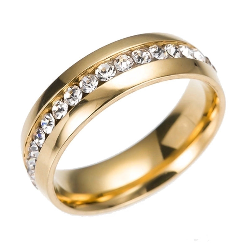 Geometric 201 Stainless Steel Rhinestone Gold Plated