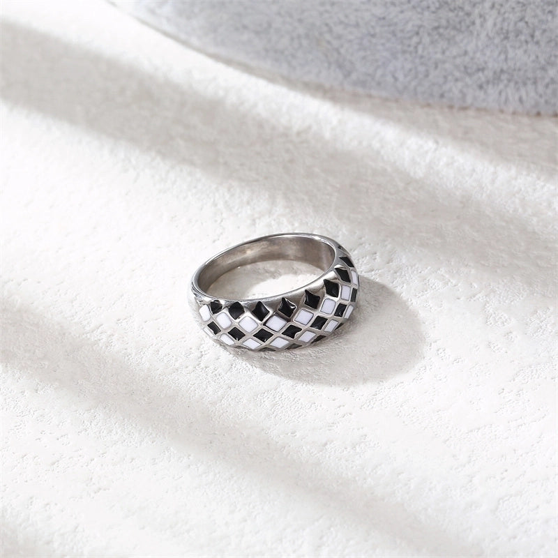 Elegant Minimalist Classic Style Round Stainless Steel Titanium Steel Gold Plated Polishing Plating Rings