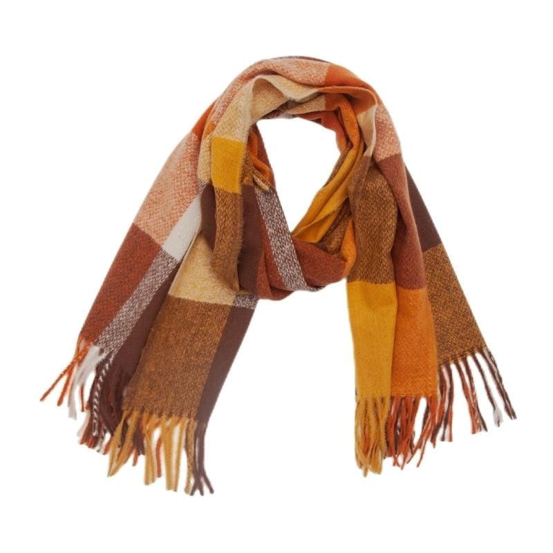 Women's Casual Minimalist Lattice Polyester Tassel Scarf