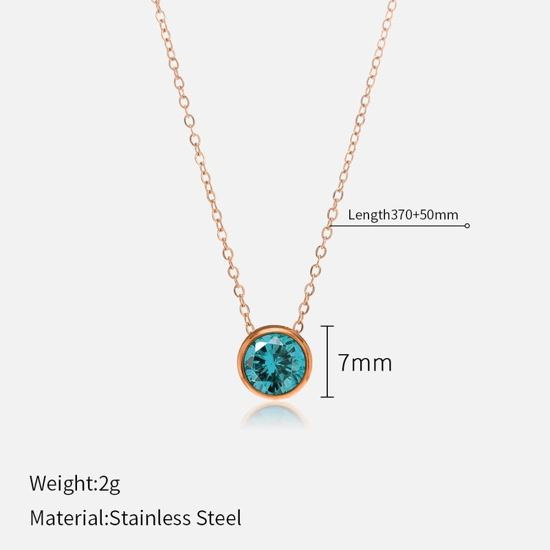 Minimalist Round 304 Stainless Steel Rhinestones Plating Stainless Steel Necklaces