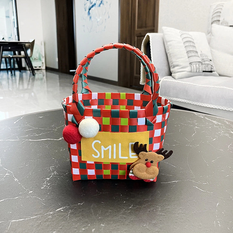 Women's PVC Color Block Plaid Vacation Weave Square Open Square Bag