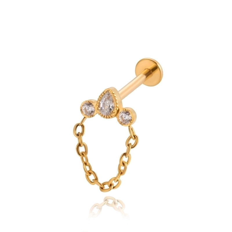 1 Piece Ear Cartilage Rings & Studs IG Style Cool Style Geometric Water Droplets Pure Titanium Plating Inlay Zircon