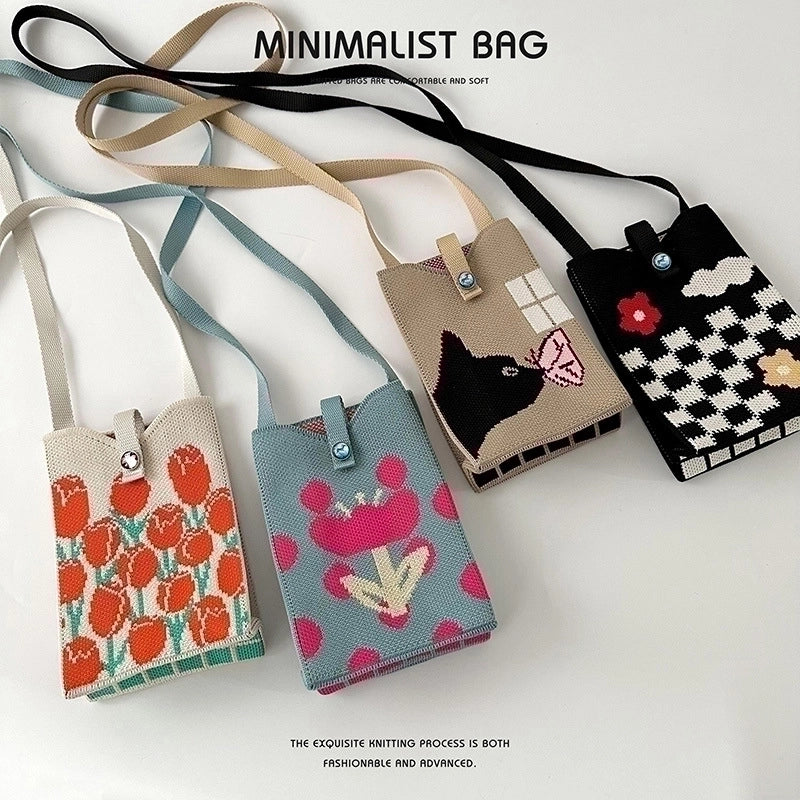 Women's Polyester Cartoon Flower Streetwear Lock Clasp Phone Wallets