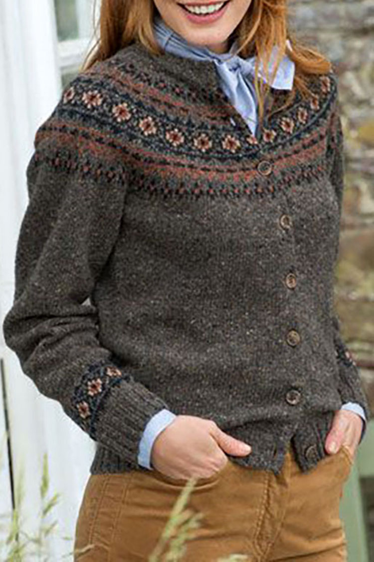 Fairman Island Jacquard Vintage Wool Sweater Cardigan