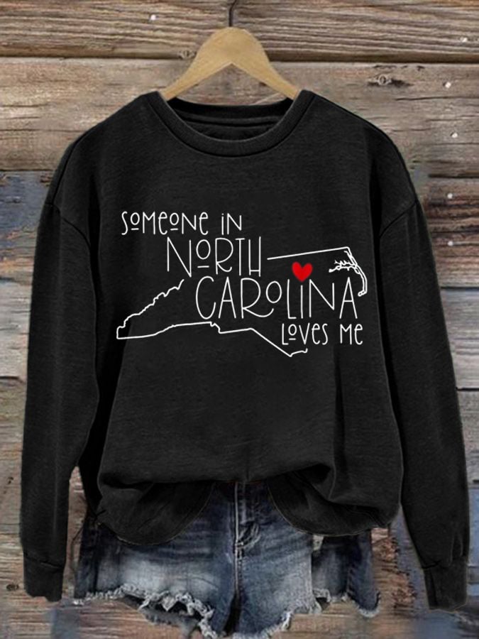 Women's  North Carolina Print Round Neck Sweatshirt