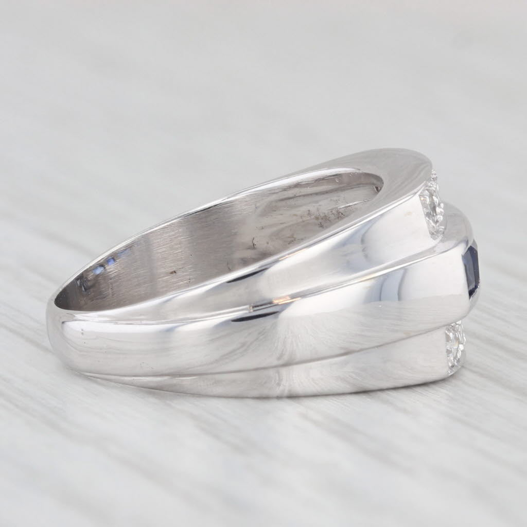 0.80ctw Lab Created Sapphire Diamond Ring Wedding Band 14k White Gold Size 6.75