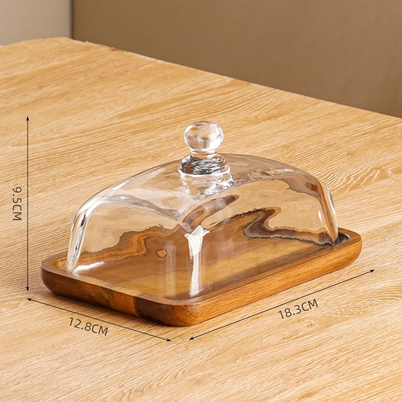 Retro Solid Color Wood Glass Plate 1 Piece