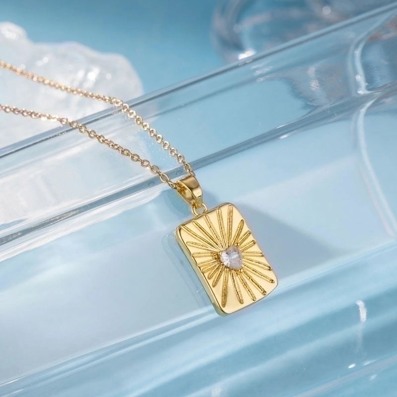 Stainless Steel Titanium Steel 18K Gold Plated Elegant Plating Inlay Sun Heart Shape Eye Zircon Pendant Necklace
