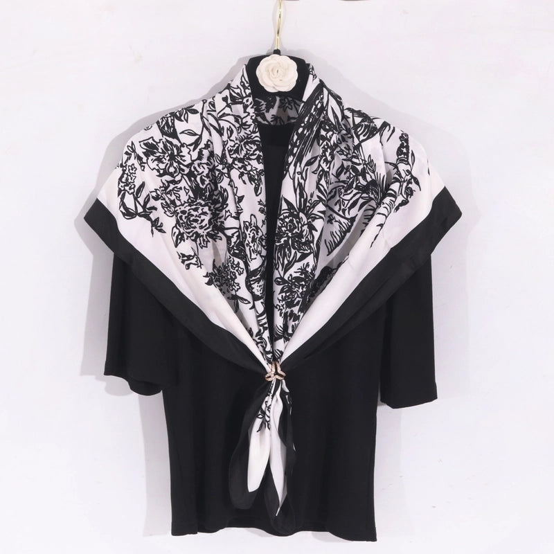 Women's Classic Style Color Block Polyester Shawl