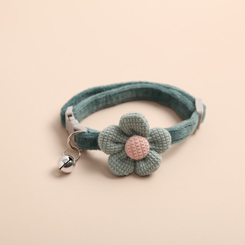 Flower Pattern Bell Dog Cat Collar