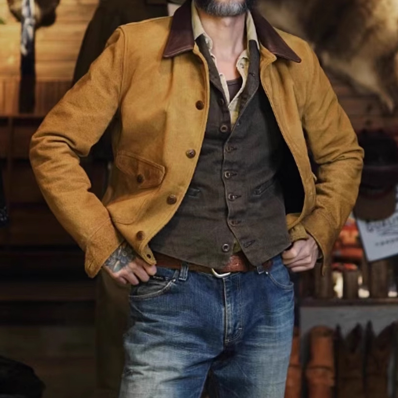 Vintage Distressed Western Suede Jacket