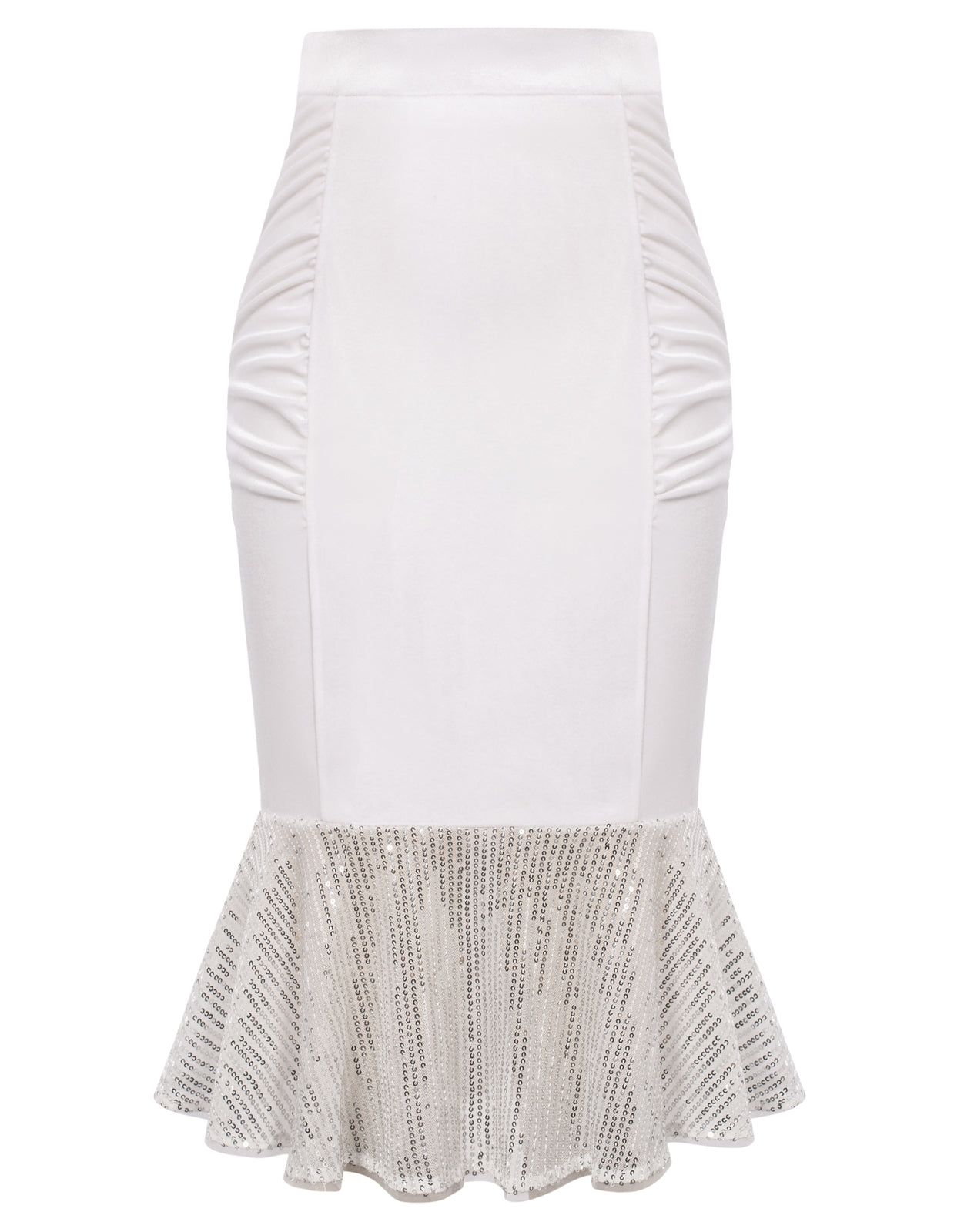 Vintage Sequined Mermaid Skirt High Waist Ruched Bodycon Skirt
