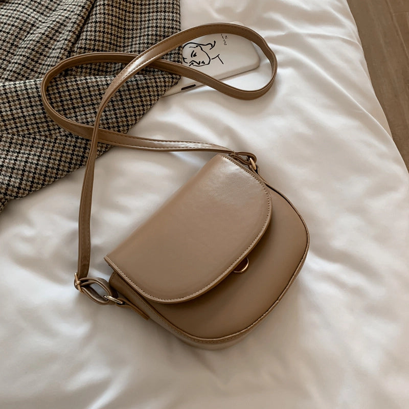 Women's Pu Leather Solid Color Basic Classic Style Square Flip Cover Crossbody Bag