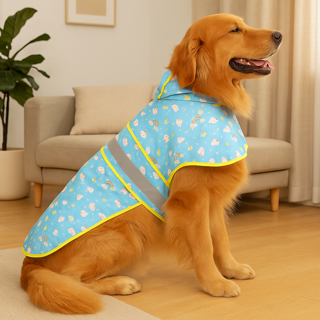 Reflective Adjustable Hooded Pet Rain Coat With Leash Hole
