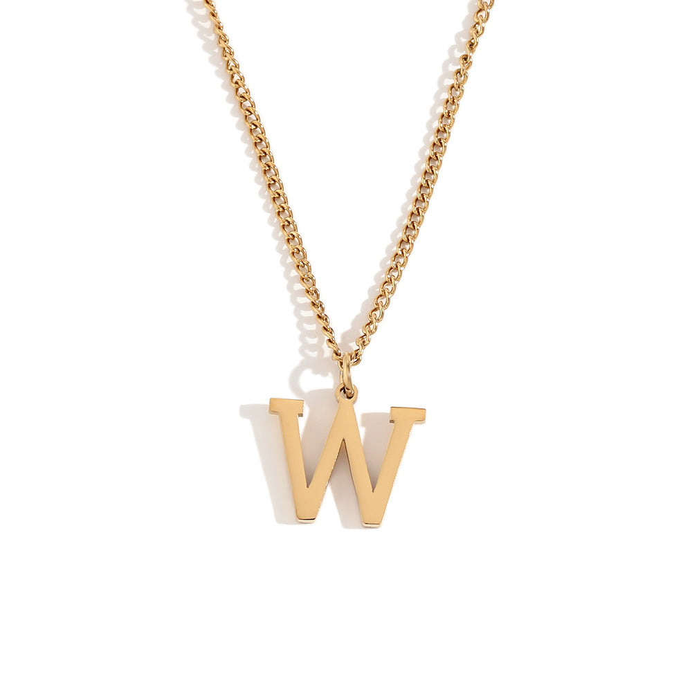 Fashion Letter Number Geometric Text Stainless Steel 18K Gold Plated Necklaces