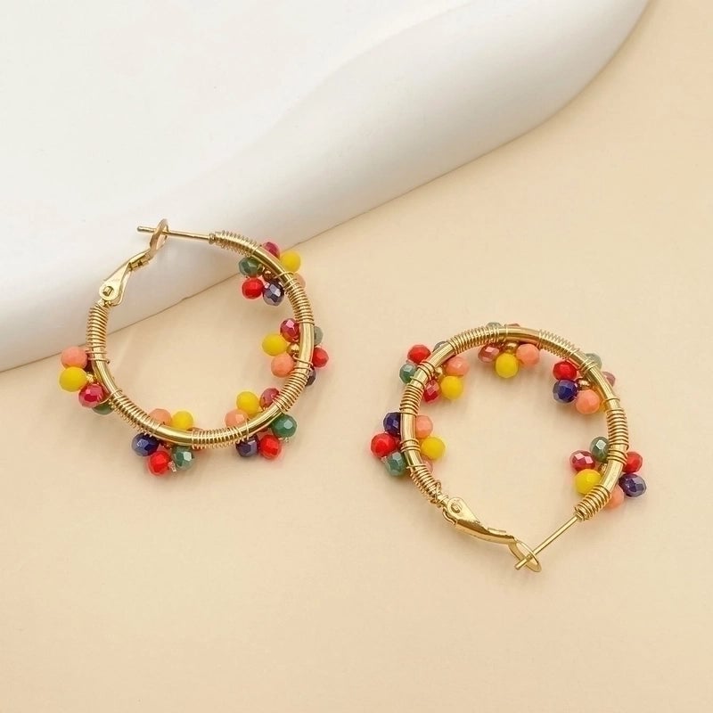 1 Pair Fashion Flower Plating 304 Stainless Steel Crystal Gold Plated Stainless Steel Earrings
