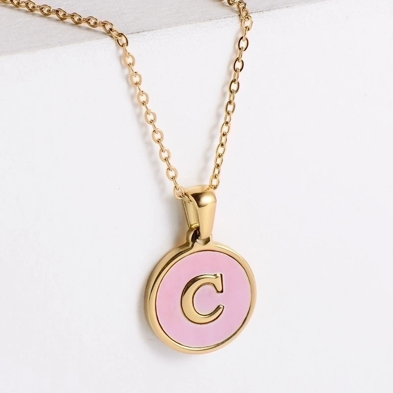 304 Stainless Steel 18K Gold Plated Fashion Plating Letter Shell Pendant Necklace