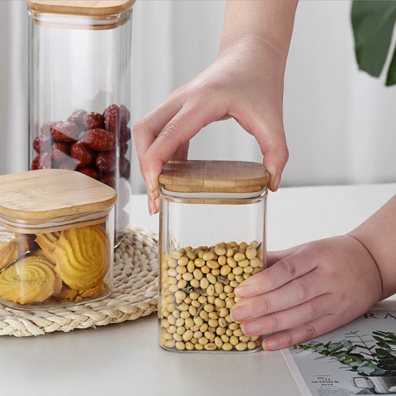 Minimalist Solid Color Wood Glass Storage Container Box