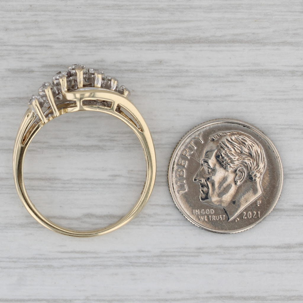 0.50ctw Tiered Diamond Bypass Ring 10k Yellow Gold Size 9