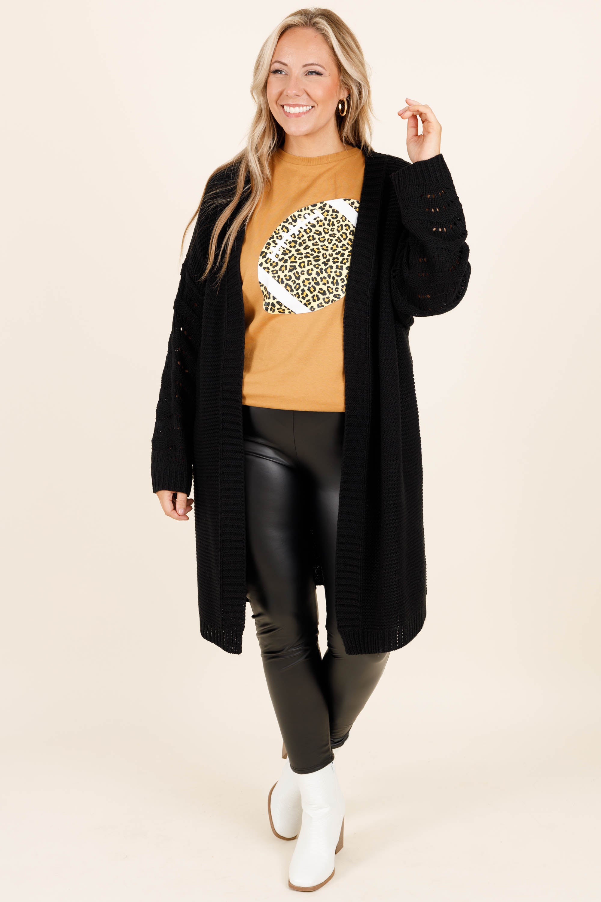 Leopard Football Tee. Toast