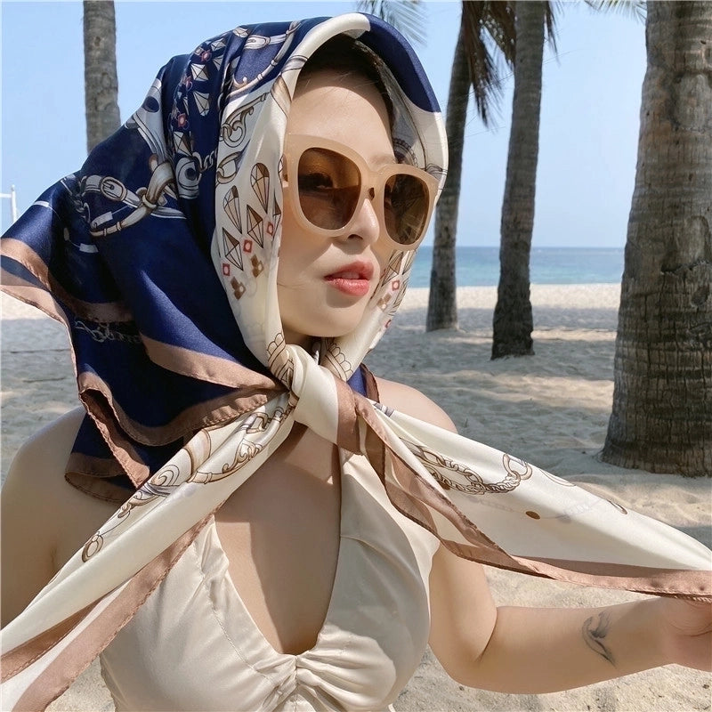 Spring Artificial Silk Women's Satin Scarf Printed All-matching Scarf 90 Large Kerchief Mother's Day Gift