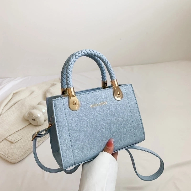 Women's Pu Leather Solid Color Elegant Square Zipper Handbag