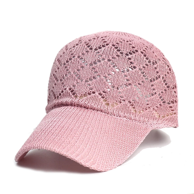Hat Summer Outdoor Sun Hat Women's Hollow Mesh Breathable Baseball Cap Knitted Cap
