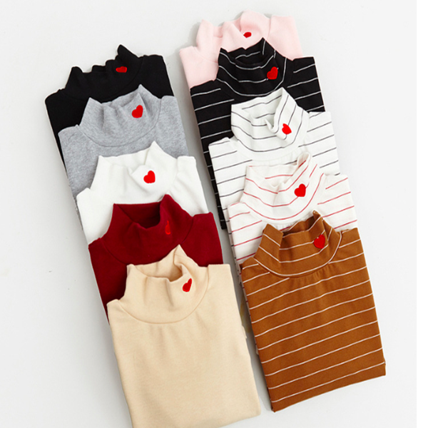 High Neck Heart Long Sleeve Shirt