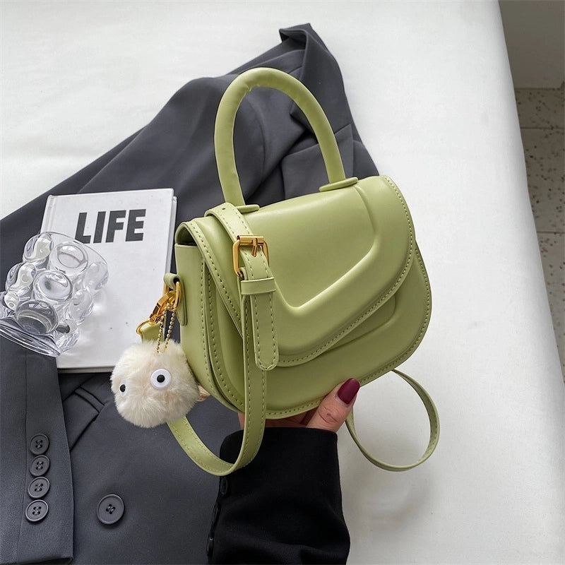 Women's Small Pu Leather Solid Color Cute Square Zipper Handbag