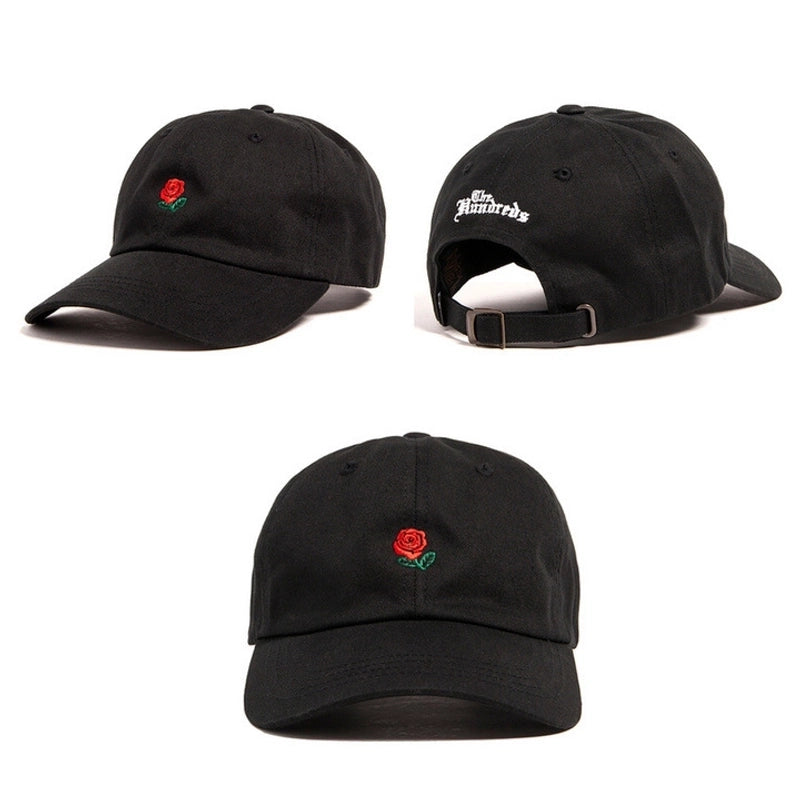 Unisex Korean Style Flower Embroidery Crimping Baseball Cap