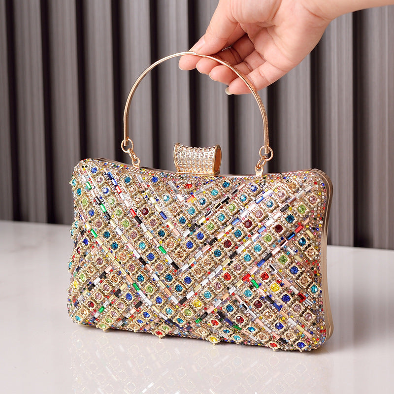 Colorful Diamond-Studded  Resin Evening Clutch
