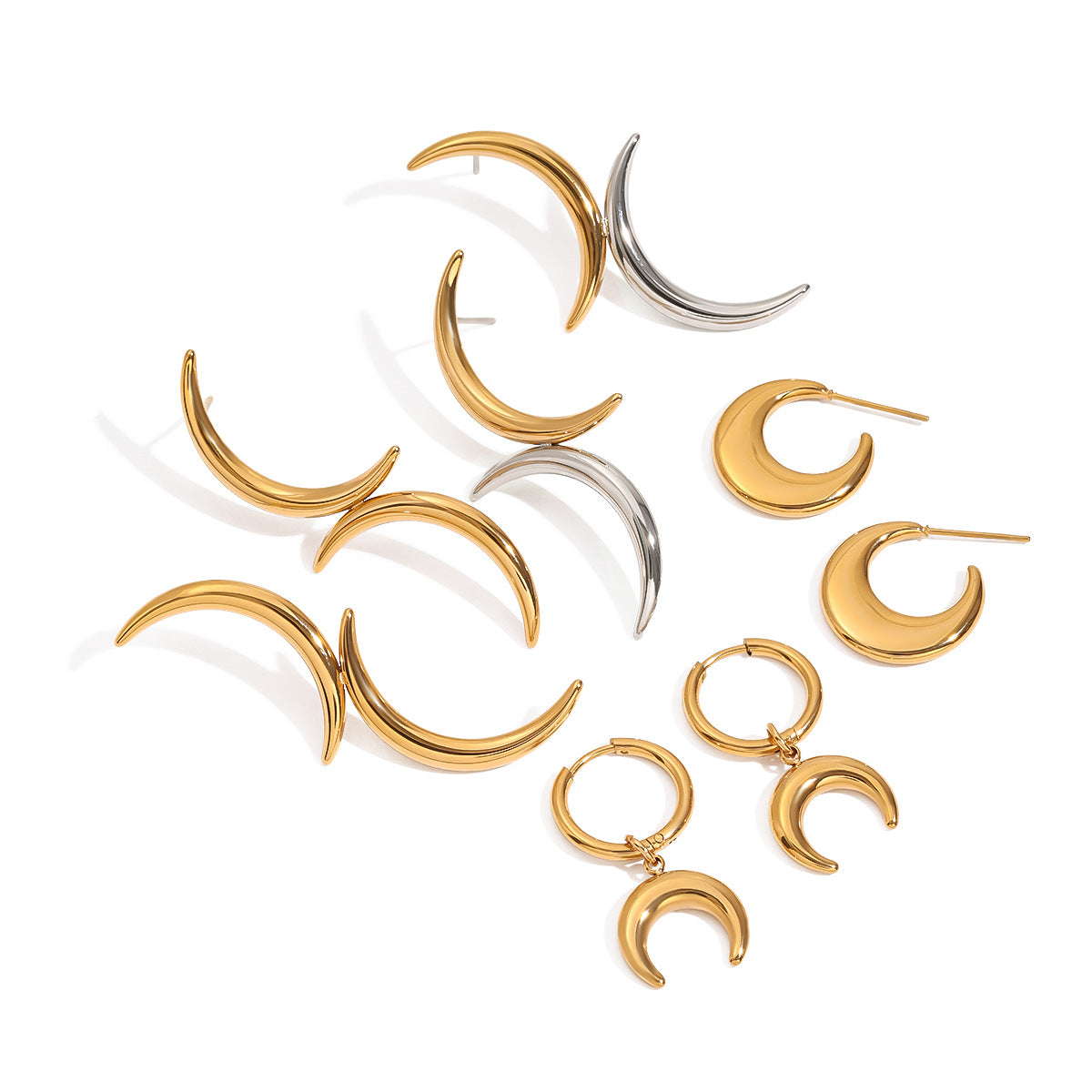 Stainless Steel Moon Earrings Earrings Titanium Steel Earrings