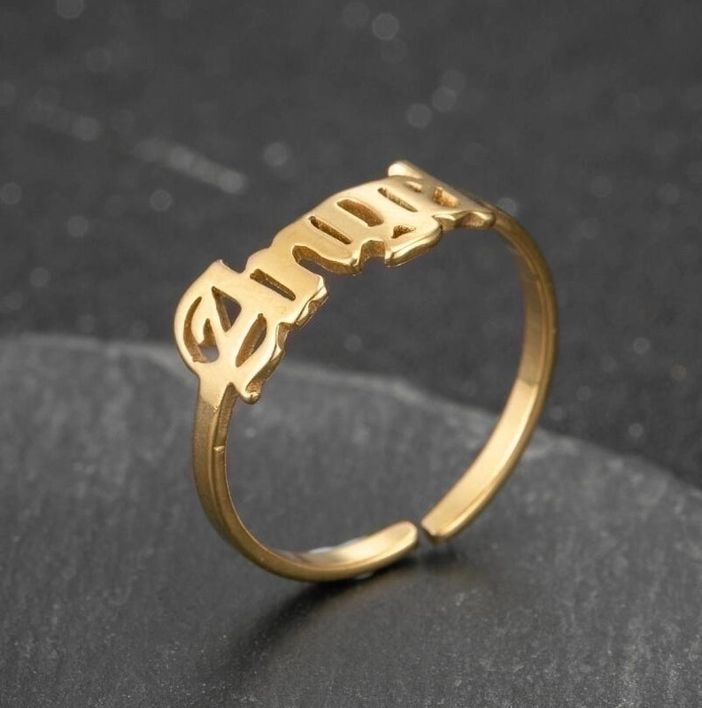 Fashion Letter 201 Stainless Steel 18K Gold Plated Hollow Out Rings