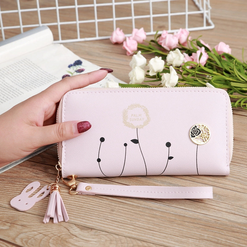 Korean Printing Medium Long Single Pull Wallet