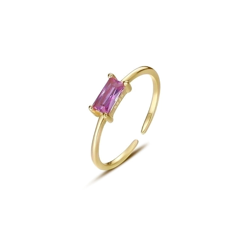 Silver Zircon Rectangle Open Ring