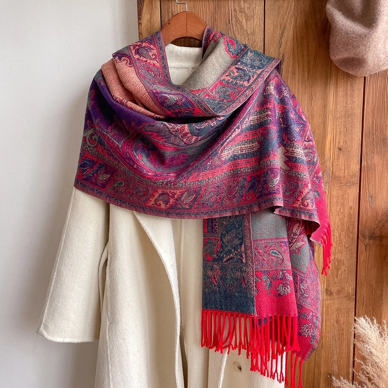 Women's Ethnic Style Printing Imitation Cashmere Scarf
