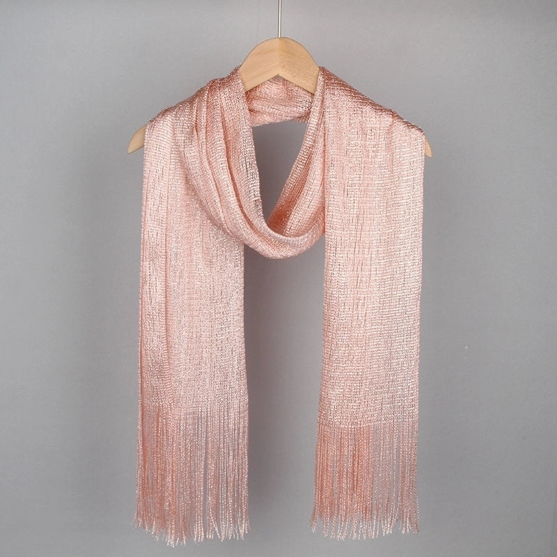Women's Minimalist Solid Color Polyester Tassel Scarf
