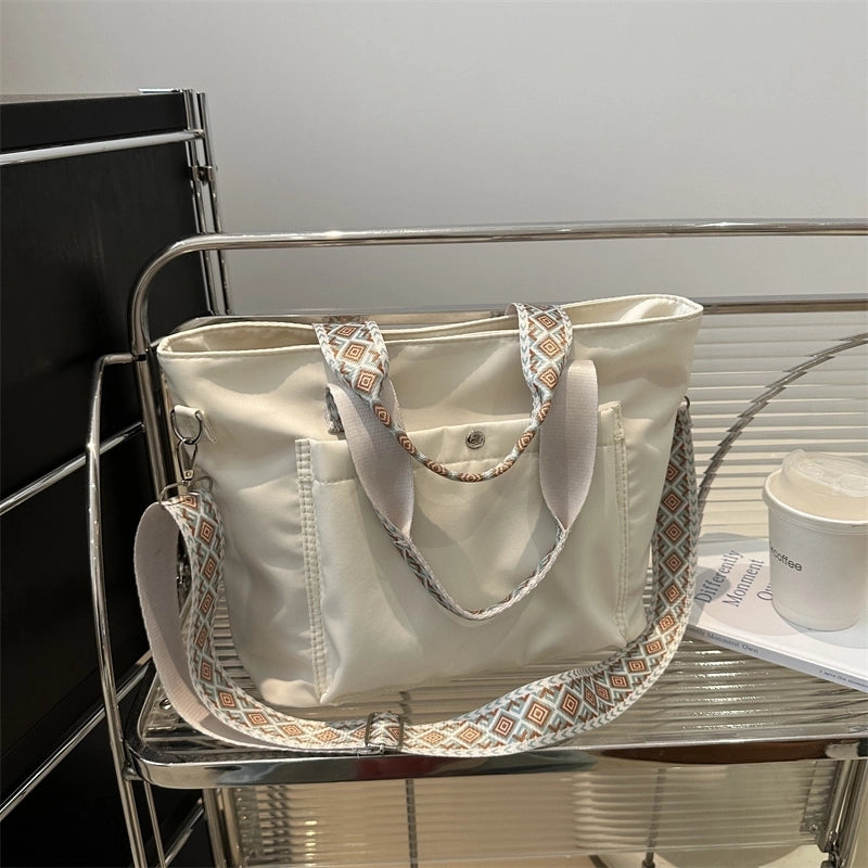 Women's Canvas Solid Color Classic Style Zipper Crossbody Bag