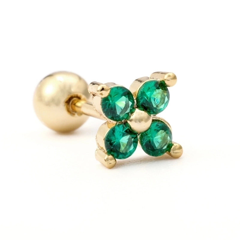 Ear Cartilage Rings & Studs Flower Brass Gem