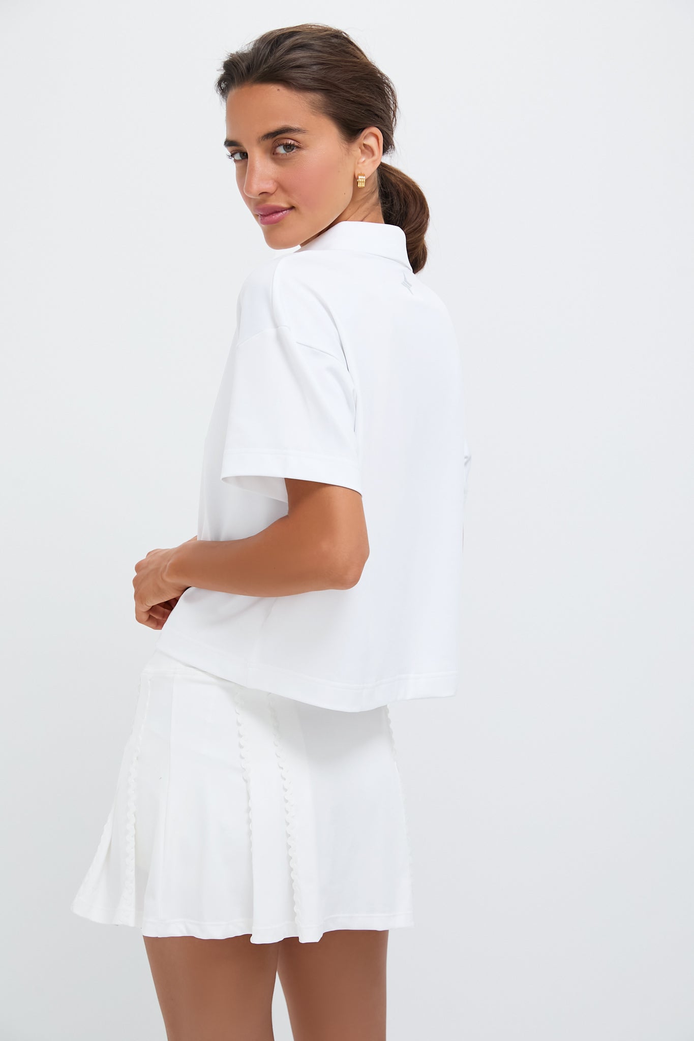 White Cropped Caroline Polo