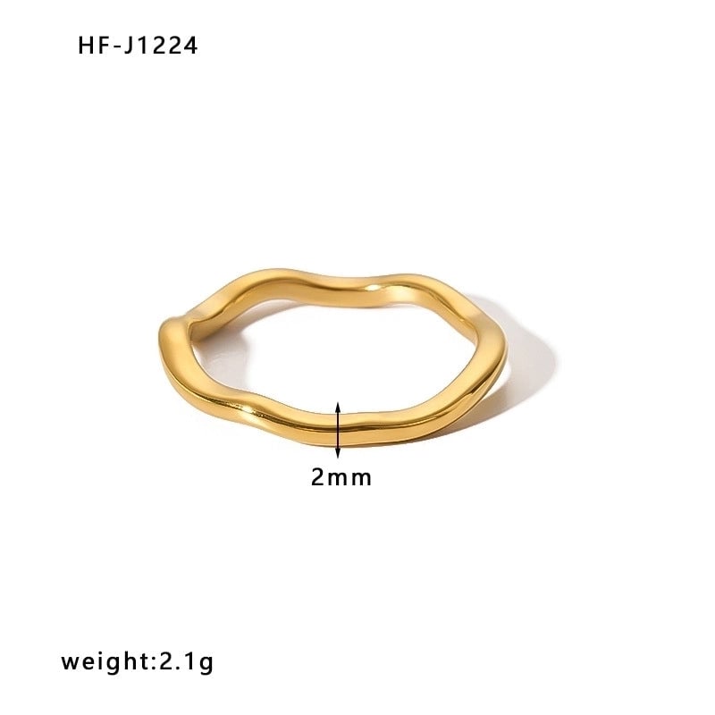 Stainless Steel 18K Gold Plated Minimalist Plating Heart Shape Crown Bow Knot Rings