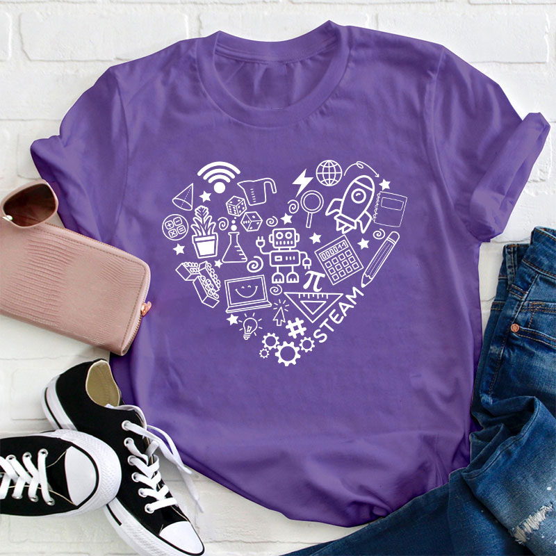 Stem Heart Shape Teacher T-Shirt