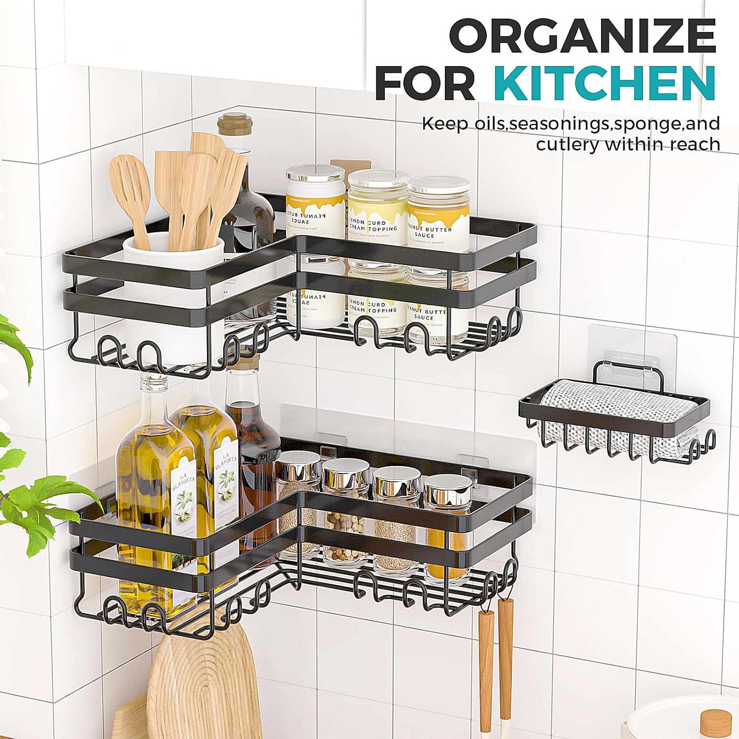 Shower Caddy. 3-Pack with Soap Holder. No Drilling Rustproof Shower Organizer with Save Space Hooks. Apartment Essentials for Bathroom
