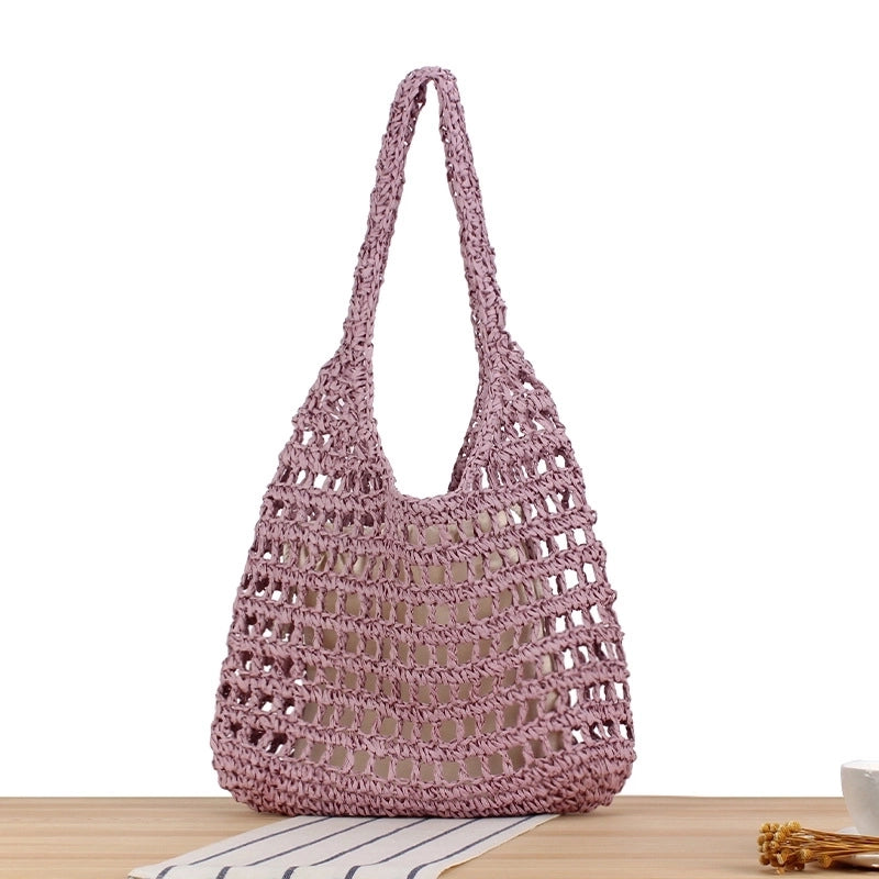 Women's Vintage Style Beach Solid Color Paper String Shopping Bags